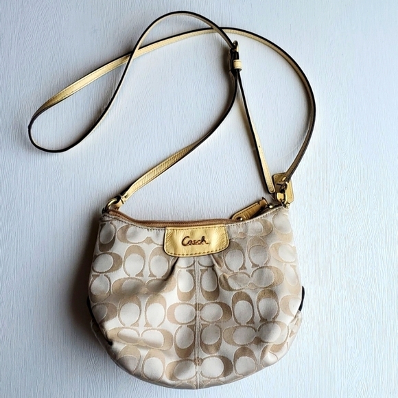 Coach Vintage Y2K Tan Bronze Yellow Classic C Monogram Crossbody Purse - Picture 1 of 12
